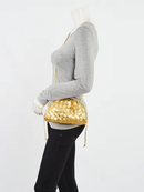 Bottega Veneta Mini Pouch Crossbody Bag Gold Metallic women lady handbag