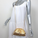 Bottega Veneta Mini Pouch Crossbody Bag Gold Metallic women lady handbag