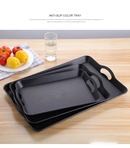 3 Pack Rectangular Non Slip Plastic Serving Trays with Handles, Kic