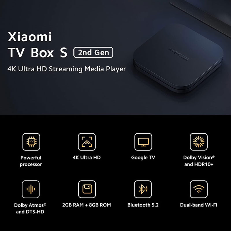 Xiaomi Mi TV Box S 4K 2nd Gen -Android  Chrome Google TV