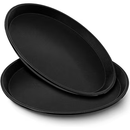 3 Pack Rectangular Non Slip Plastic Serving Trays with Handles, Kic