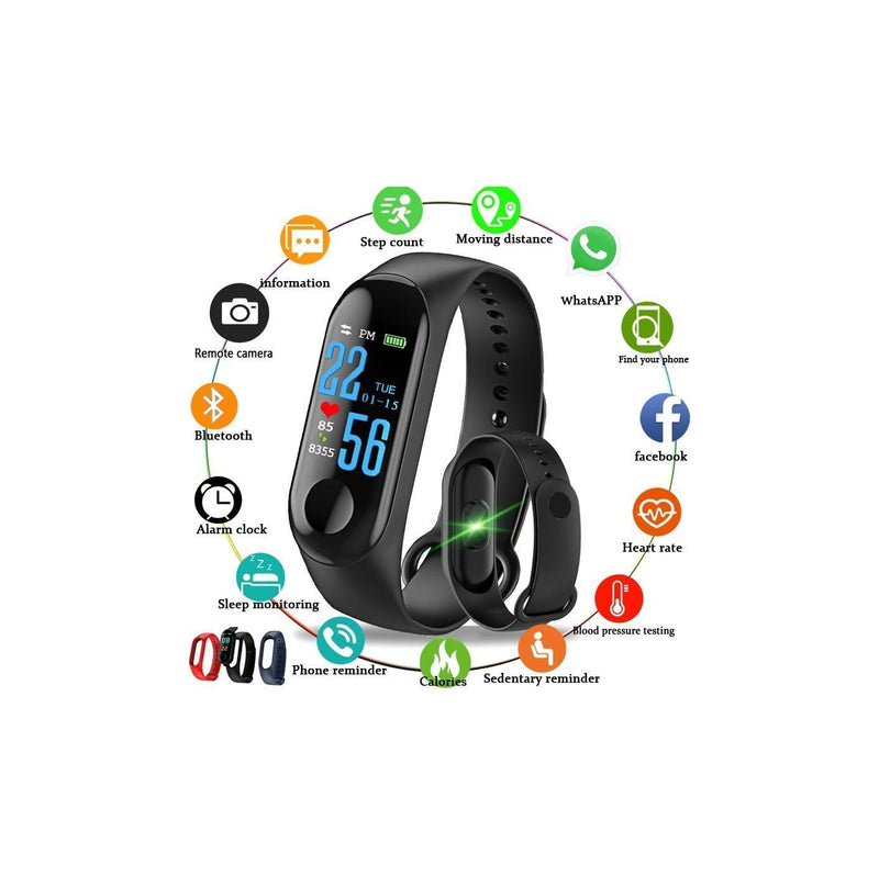 Smart Band Watch Bracelet Wristband Fitness Tracker Blood Pressure HeartRate M3s - TelaDroid 