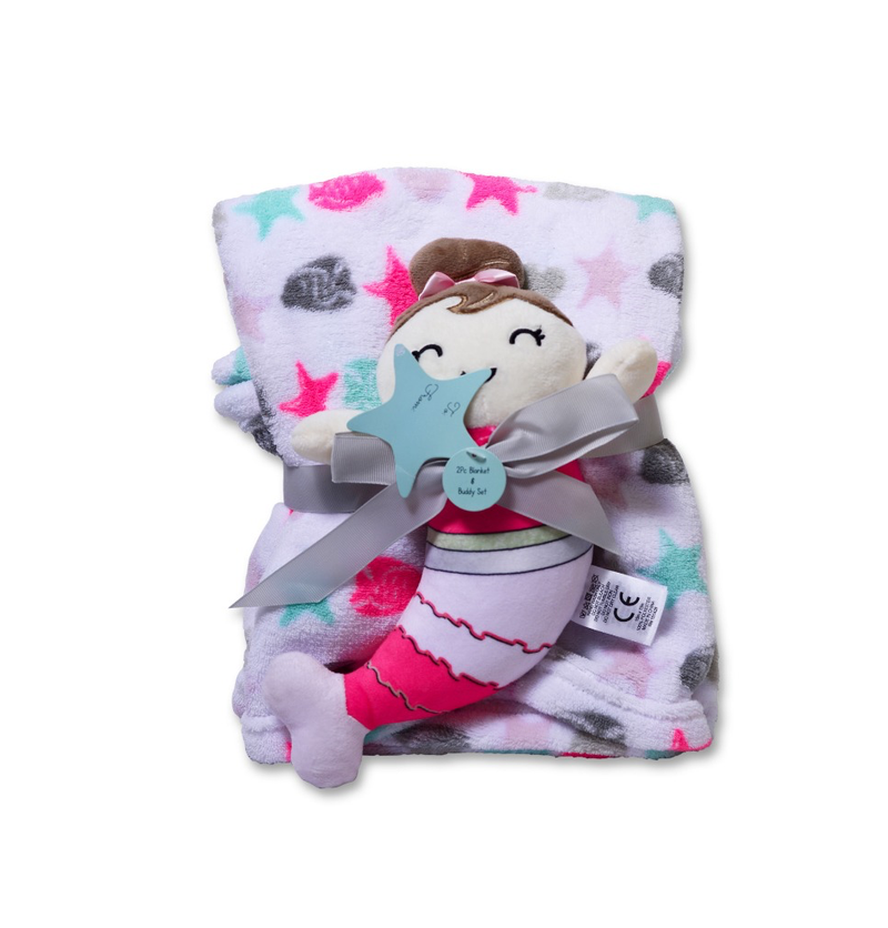 2 Pcs blanket buddy set Pink & Blue