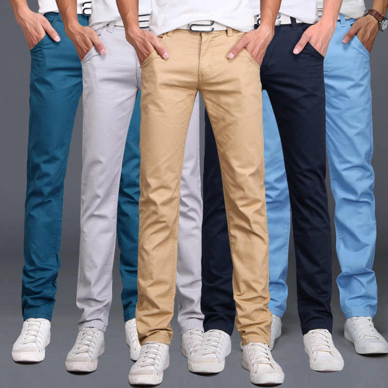 Men Cotton Pants Casual Business Stretch Formal