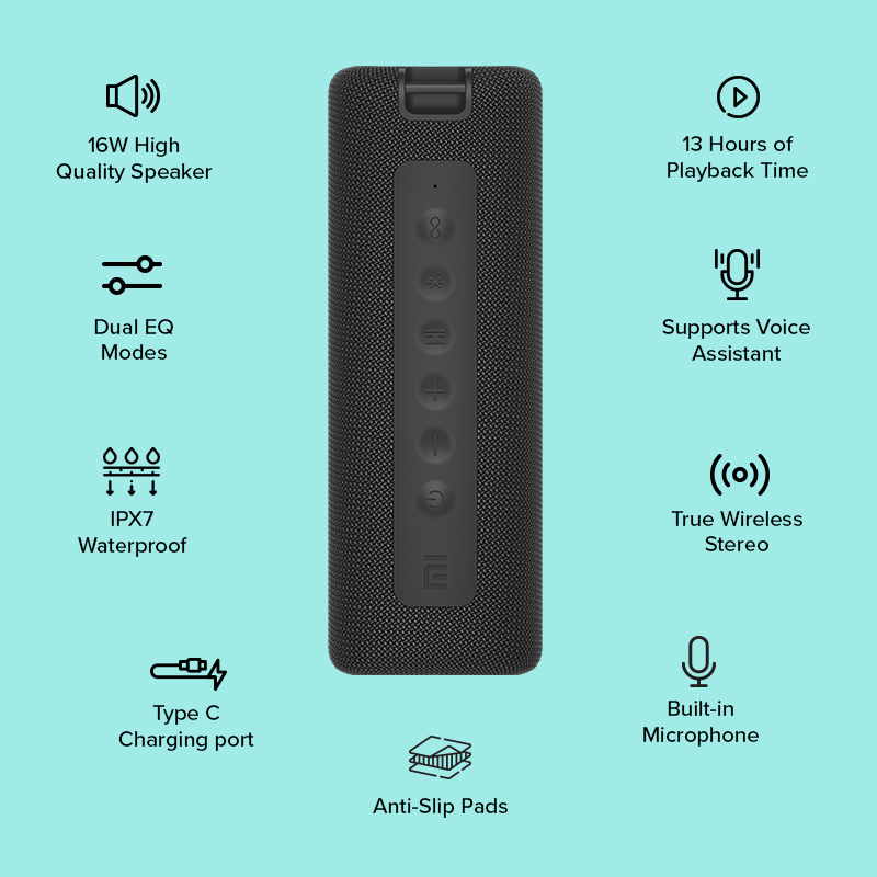 Mi Xiaomi Portable Bluetooth Speaker (Black/Blue)
